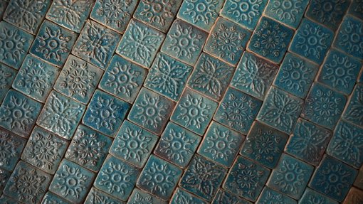 blue engraved tiles