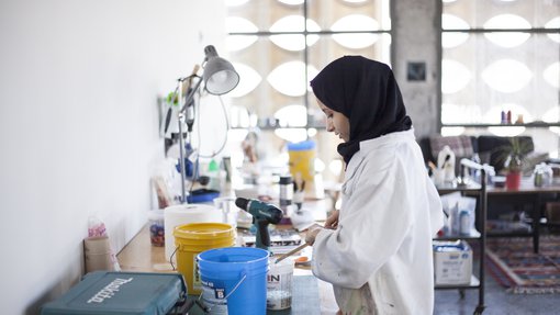 Hana Al-Saadi's studio at the Fire Station.