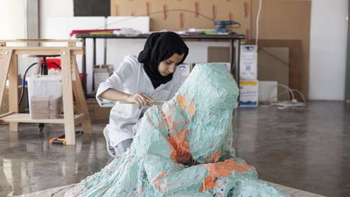 Hana Al-Saadi's studio at the Fire Station.