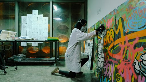 Aisha Al-Fadhala's studio at the Fire Station