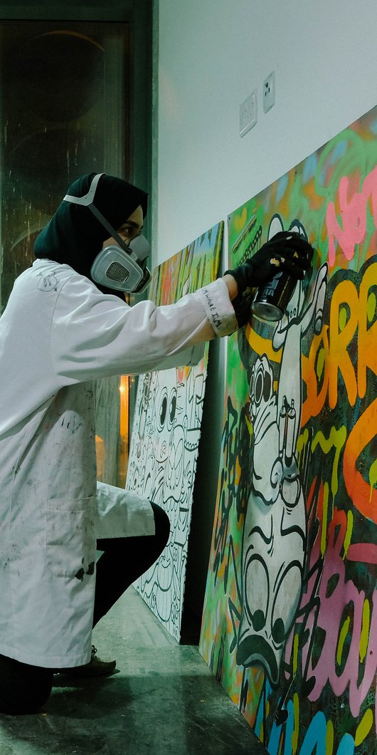 Aisha Al-Fadhala's studio at the Fire Station