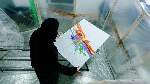 Fatma Al-Nuaimi's studio at the Fire Station