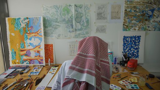 Abdulla Al-Kuwari's studio.