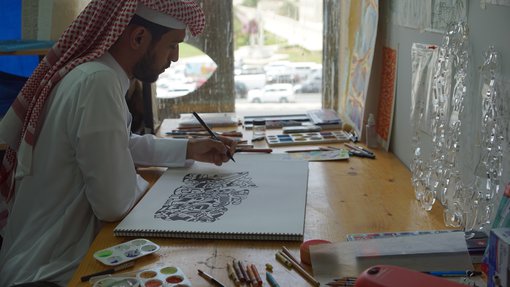 Abdulla Al-Kuwari's studio.