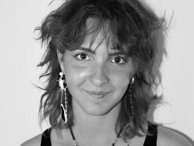 Black and white photo of designer