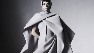 Model posing in a great evening dress