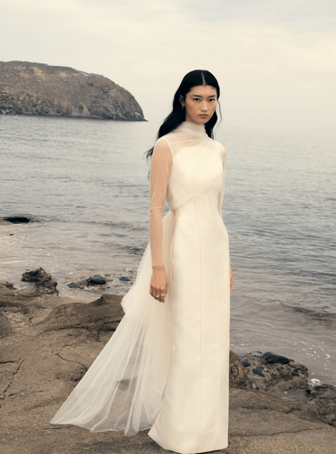 Women in a long evening dress