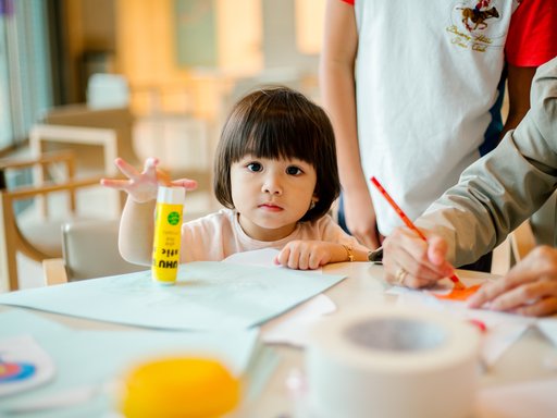 A young child in a classroom