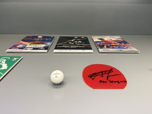 Gallery view of Ryu Seung-Min's racket rubber, in the Qatar: A Global Sports Nation gallery at QOSM.
