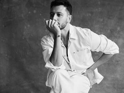 Designer black and white portrait posing