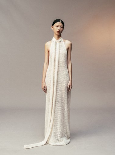 Woman in a long white dress