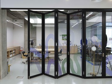 Makers space with a sliding door