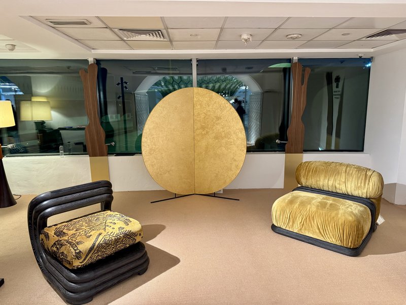 Moruna C chair 2023 and Shen screen 2020 and modular seating system 2025 by Lina Alorabi for Don Tanani