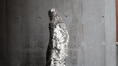 woman in a grey long dress