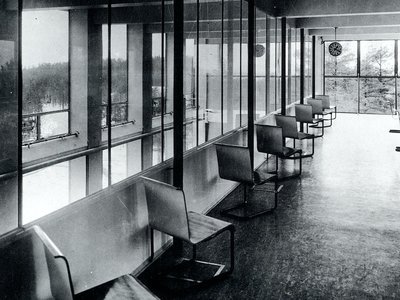 black and white image of sanatorium