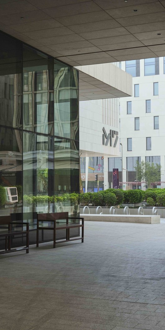 Photo of a building with M7 sign