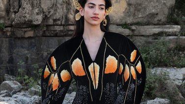 Model on the catwalk zoomed out