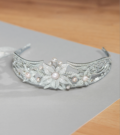 diamond tiara with pearls