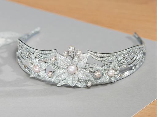 diamond tiara with pearls