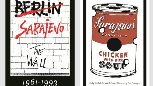 poster in black red and white