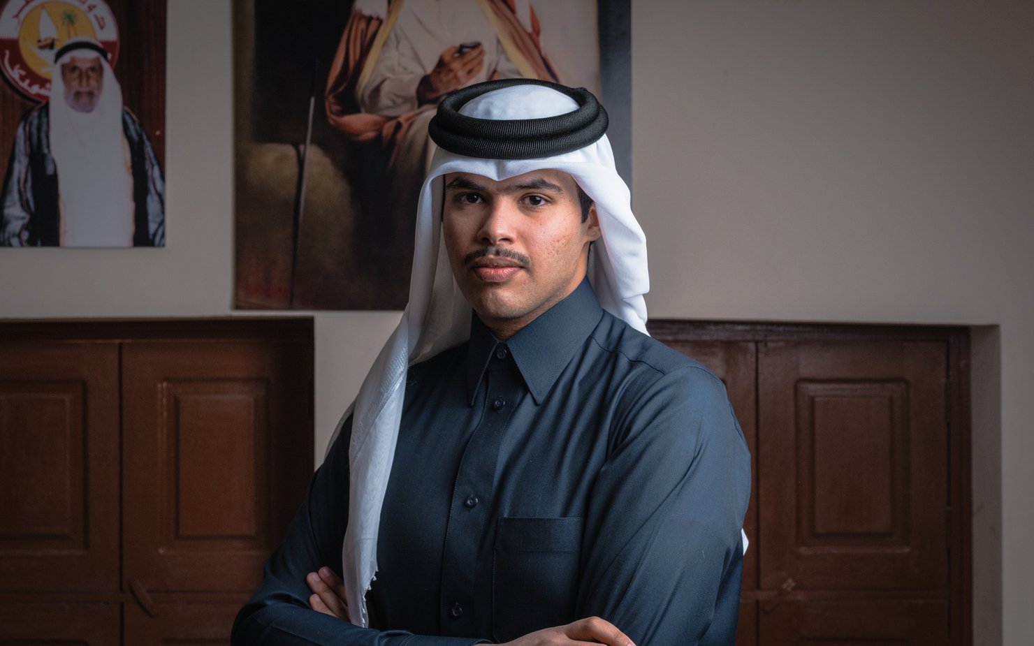 Portrait of one of the Mal Lawal collectors, Abdullah Shaheen Al-Ghanem Al Madheed at NMoQ