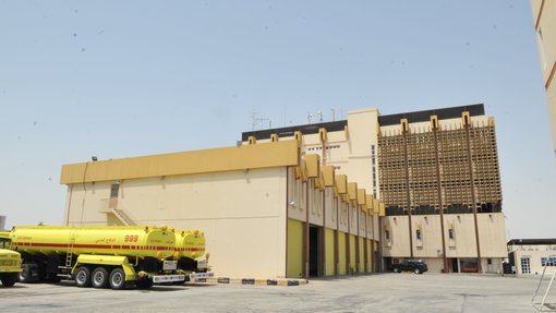 Qatar's former Civil Defence Department with fire trucks in view. Photo: Courtesy of Fire Station ©1982-2012.