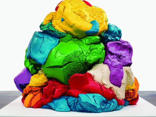 Public art display of play-doh at the gallery space of Jeff Koons exhibition in Al Riwaq Gallery