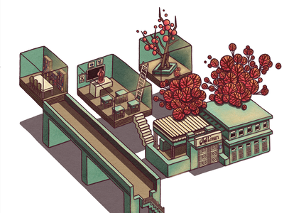 Liwan building illustration inside old girls school Qatar