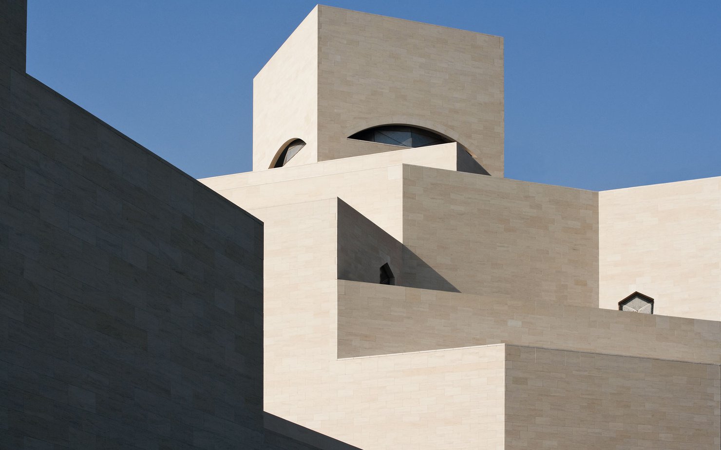 A medium shot of the geometrical top of MIA's structure
