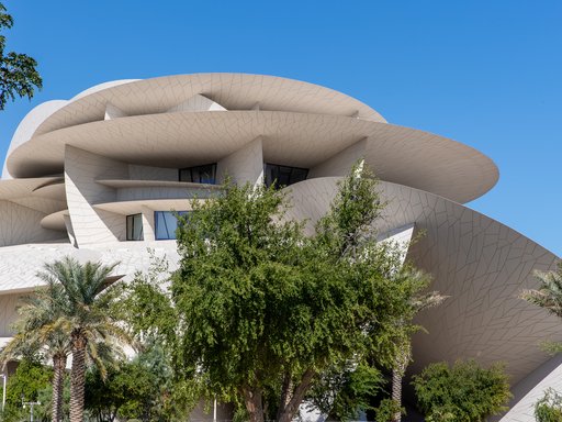 Plants in the foreground with a view of NMoQ in the background
