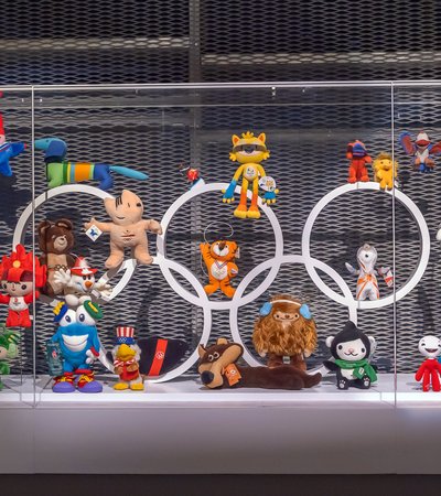 A view of the mascots’ showcase in the 'Olympics’ gallery of the 3-2-1 Qatar Olympic