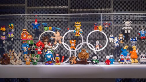 A view of the mascots’ showcase in the 'Olympics’ gallery of the 3-2-1 Qatar Olympic