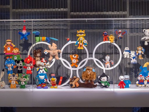 A view of the mascots’ showcase in the 'Olympics’ gallery of the 3-2-1 Qatar Olympic