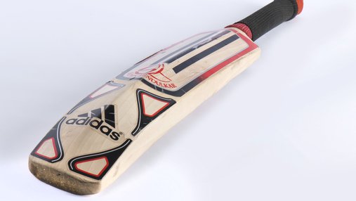 Sachin Tendulkar's Adidas Master Blaster bat featuring the iconic ST emblem.