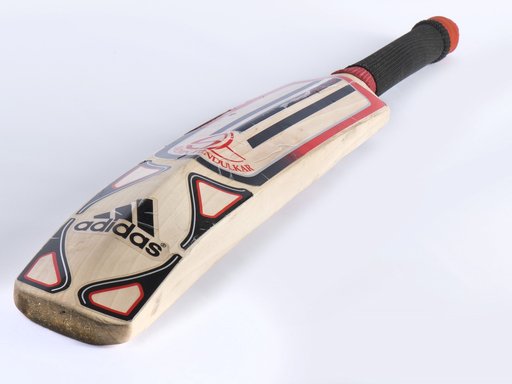 Sachin Tendulkar's Adidas Master Blaster bat featuring the iconic ST emblem.